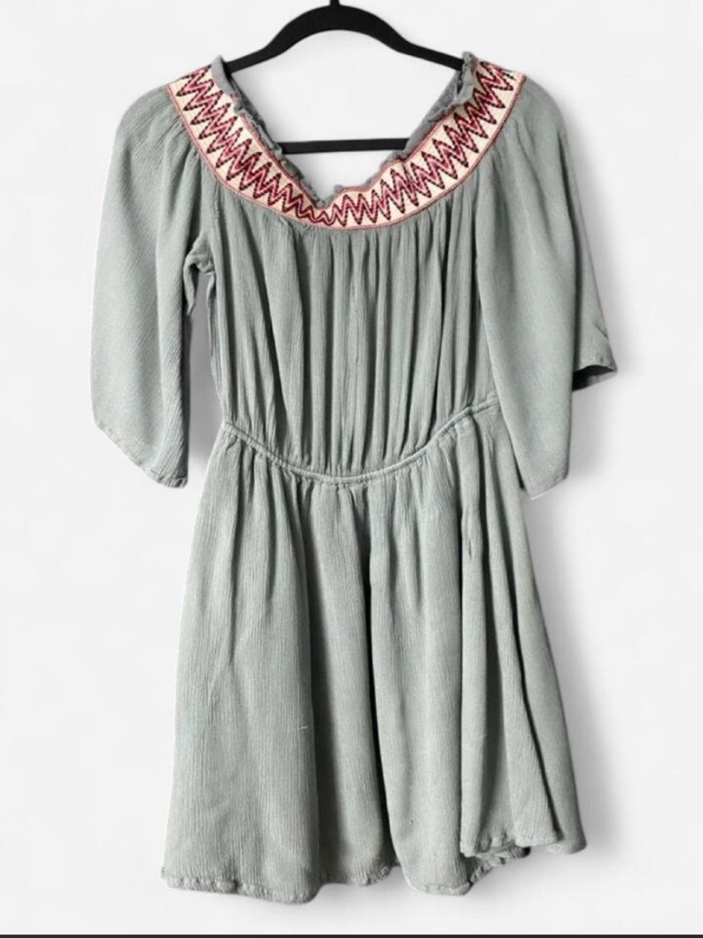 Romeo & Juliet Couture Sage Green Embroidered Neckline Dress